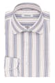InStitchu Collection The Adair White, Blue and Brown Striped Linen Blend Shirt