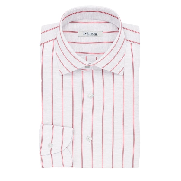 InStitchu Collection The Ambler White and Red Pinstripe Cotton Blend Shirt