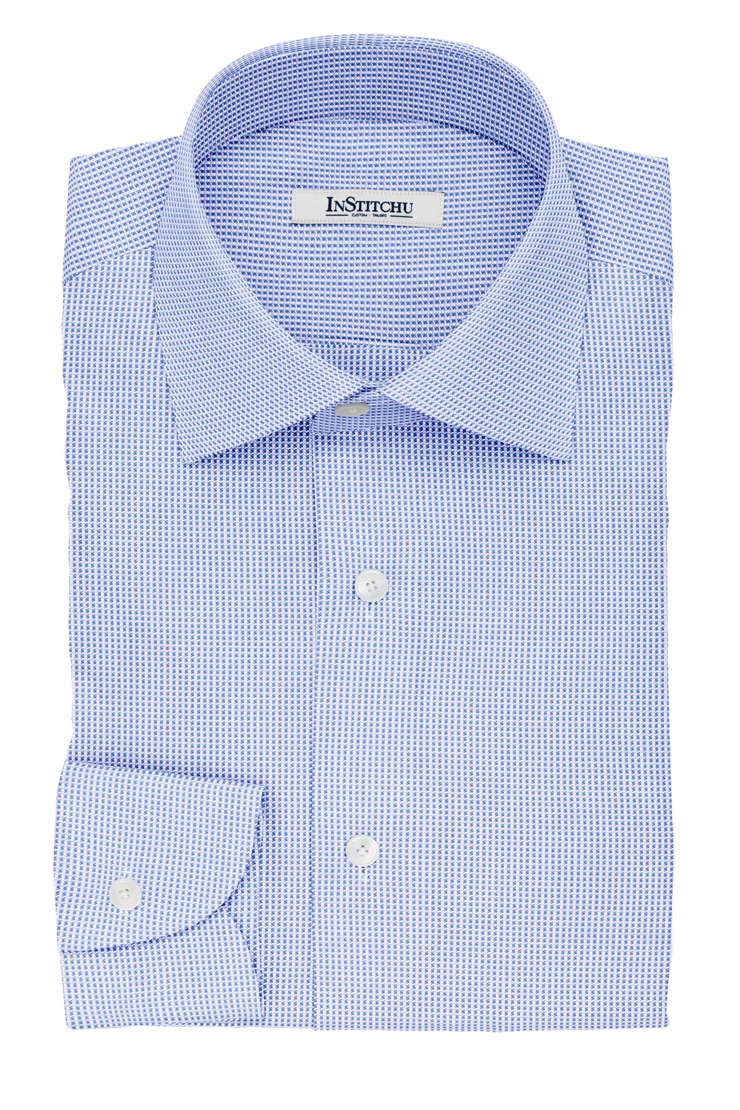 InStitchu Collection The Austen Blue and White Pincheck Cotton Shirt