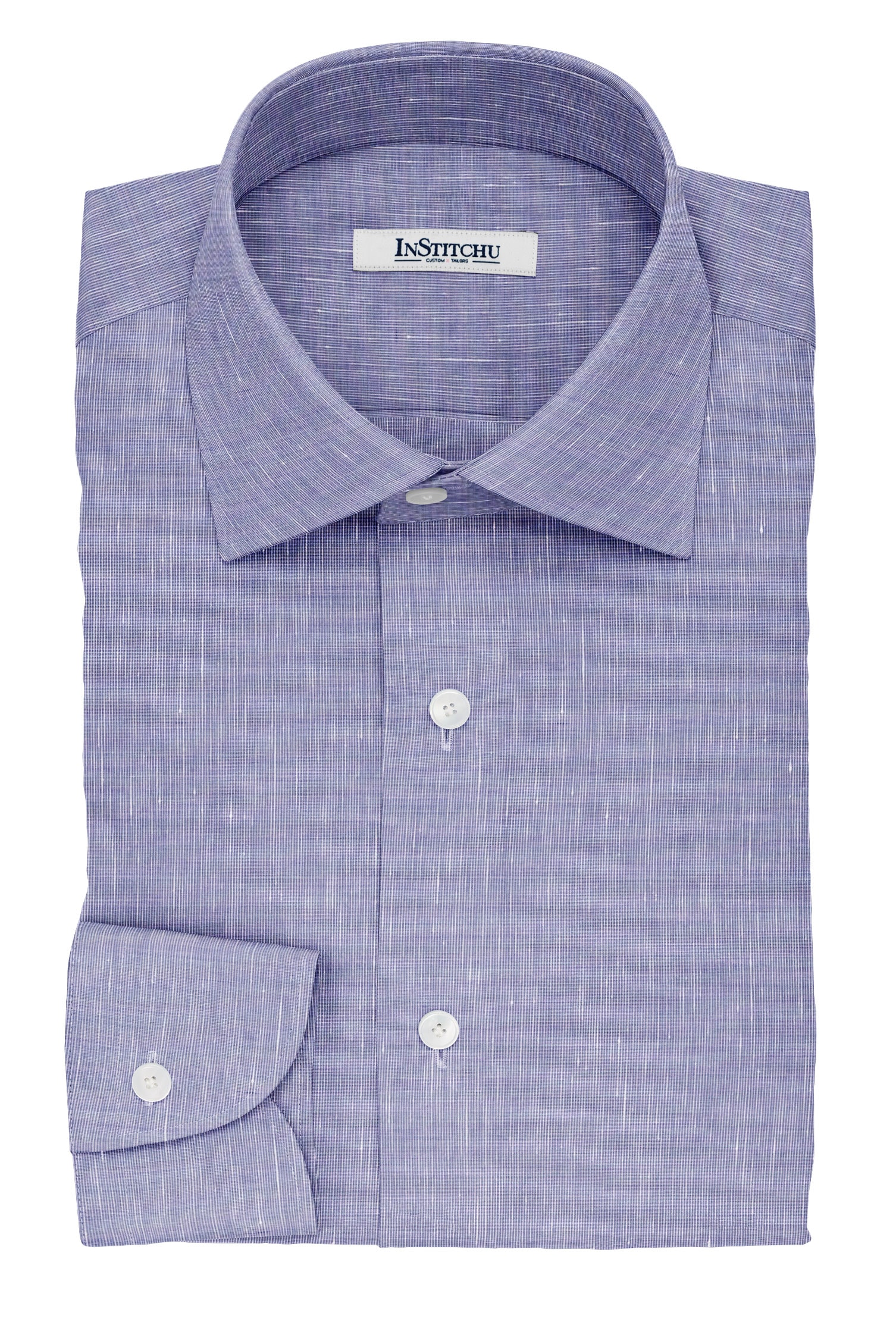 InStitchu Collection The Bonaparte Navy Cotton Linen Blend Shirt
