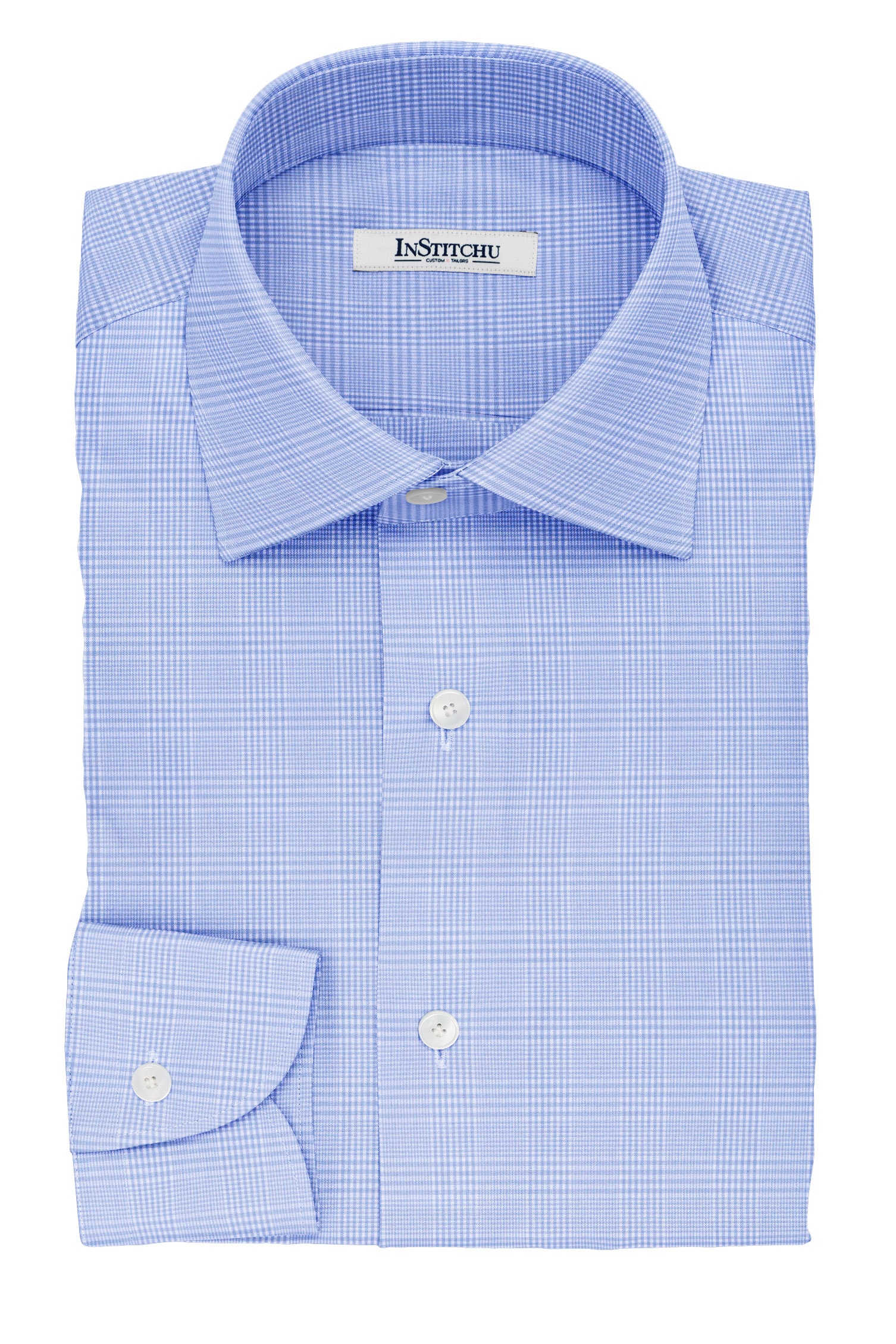 InStitchu Collection The Browning Blue Glen Plaid Non-Iron Cotton Shirt