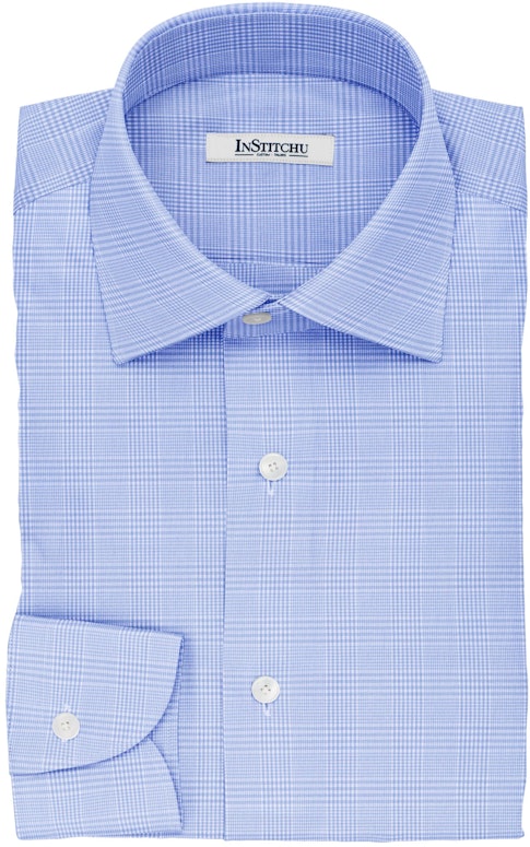 InStitchu Collection The Browning Blue Glen Plaid Non-Iron Cotton Shirt