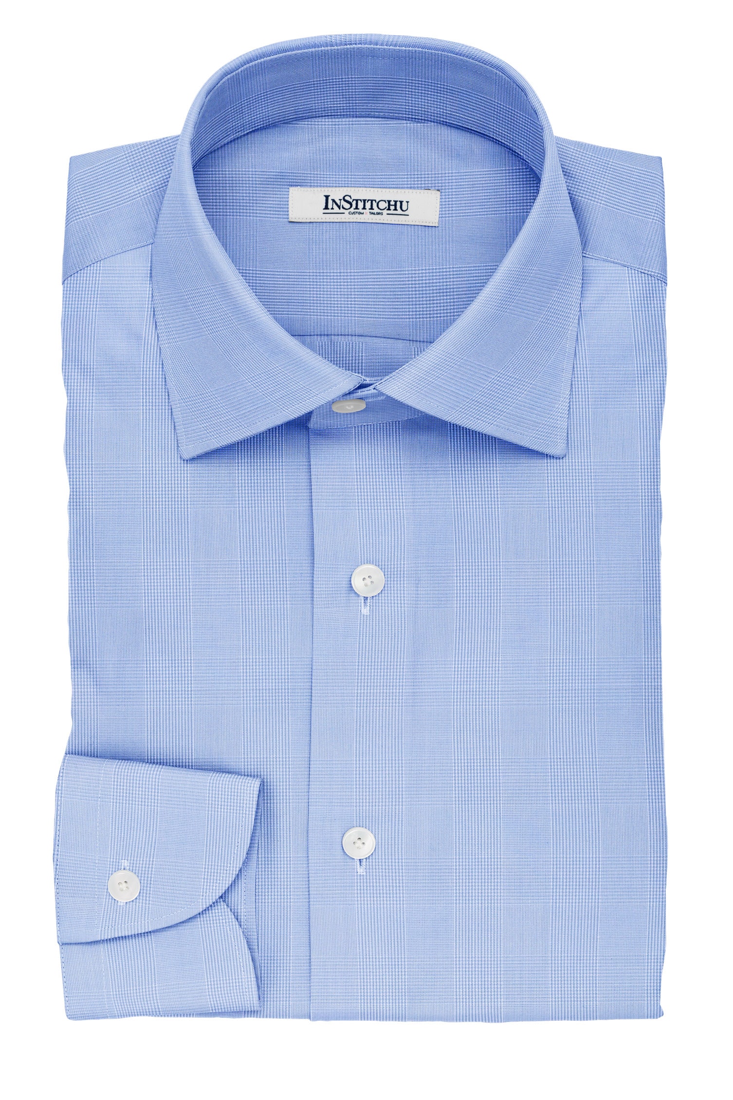 InStitchu Collection The Chekhov Blue Glen Plaid Cotton Shirt