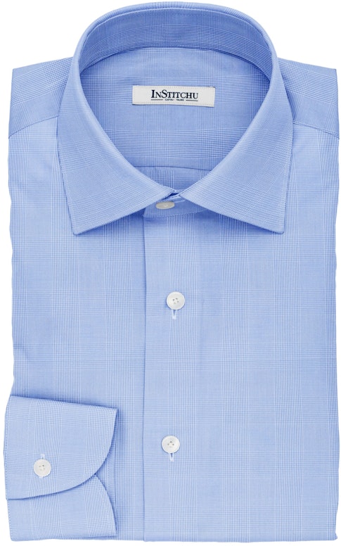 InStitchu Collection The Chekhov Blue Glen Plaid Cotton Shirt