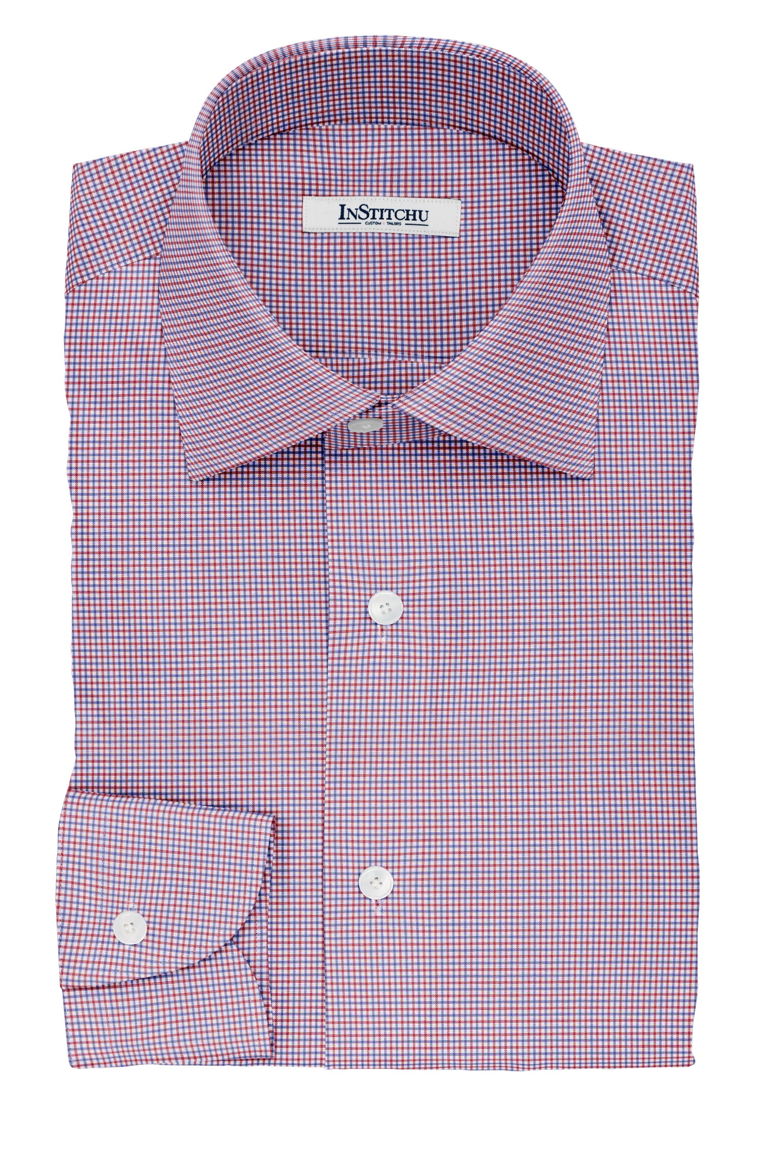 InStitchu Collection The Cicero Blue and Red Plaid Cotton Shirt
