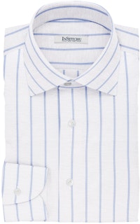 InStitchu Collection The Clancy White and Blue Striped Cotton Blend Shirt