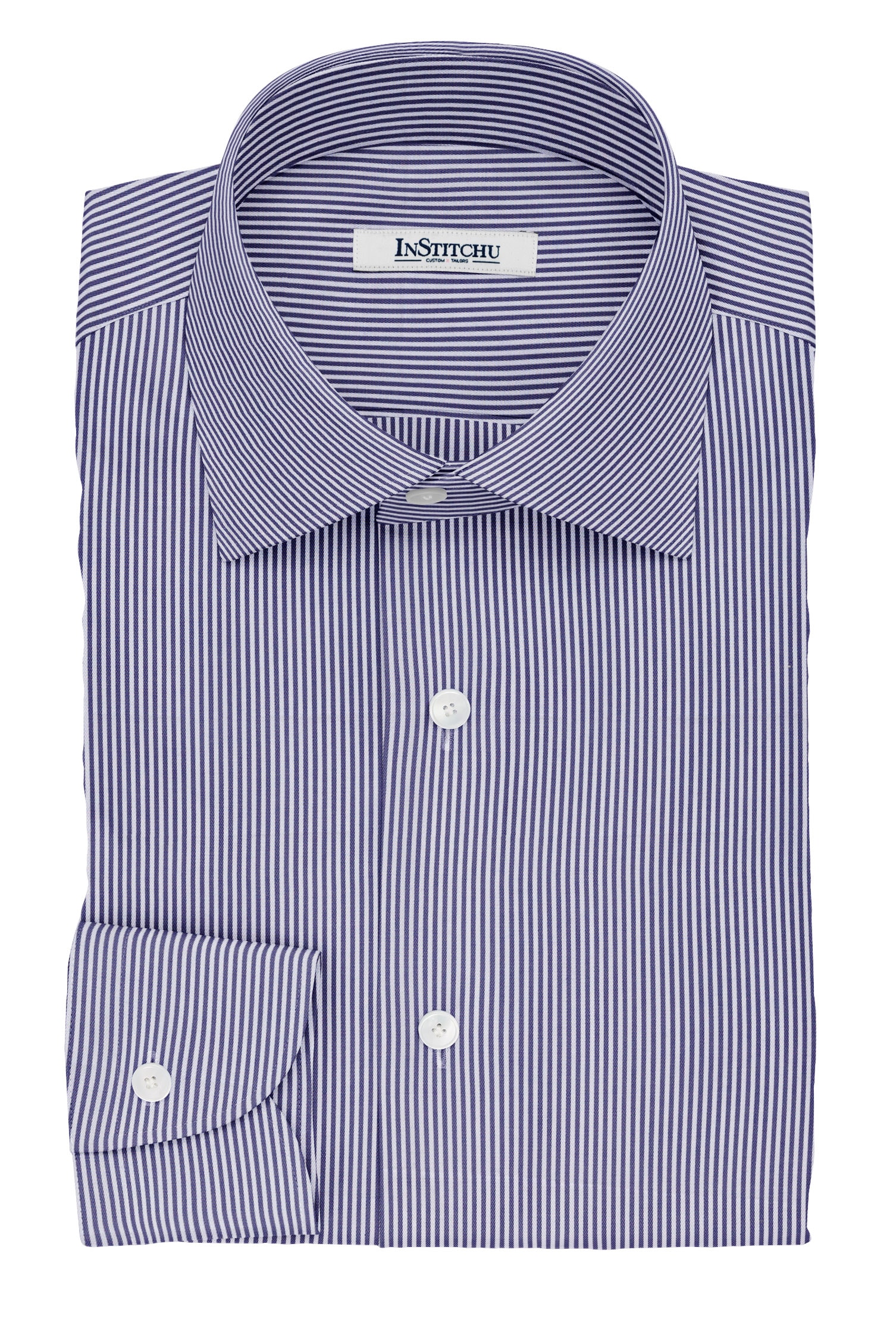 InStitchu Collection The Coates Navy and White Striped Cotton Shirt