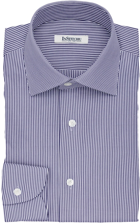 InStitchu Collection The Coates Navy and White Striped Cotton Shirt