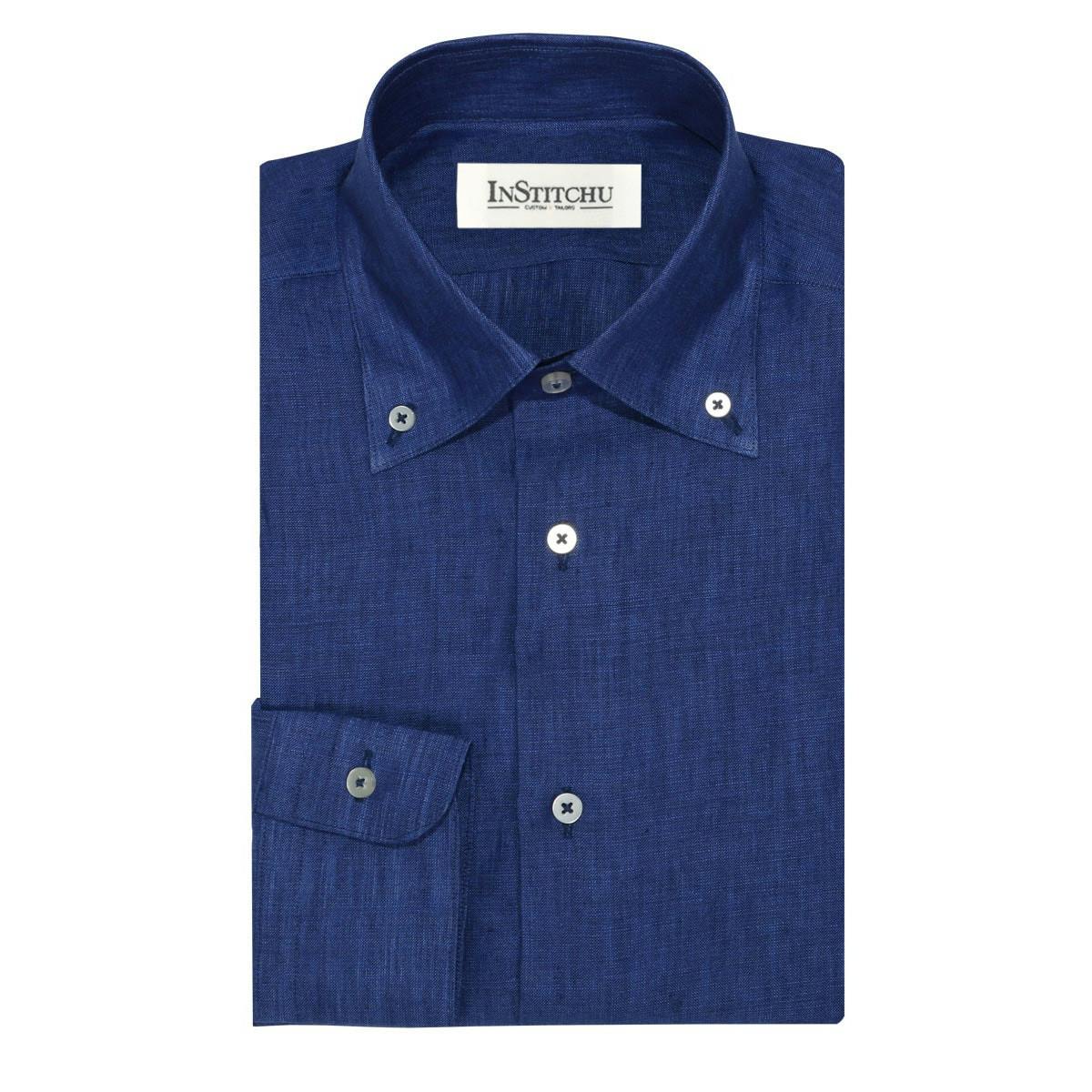 The Como Blue Linen Shirt Men's Custom Shirt InStitchu