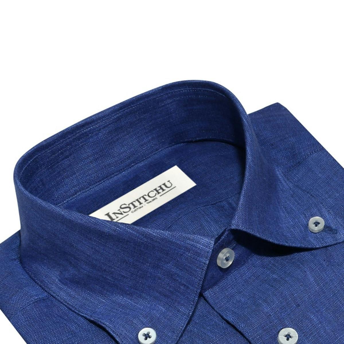 The Como Blue Linen Shirt Men's Custom Shirt InStitchu