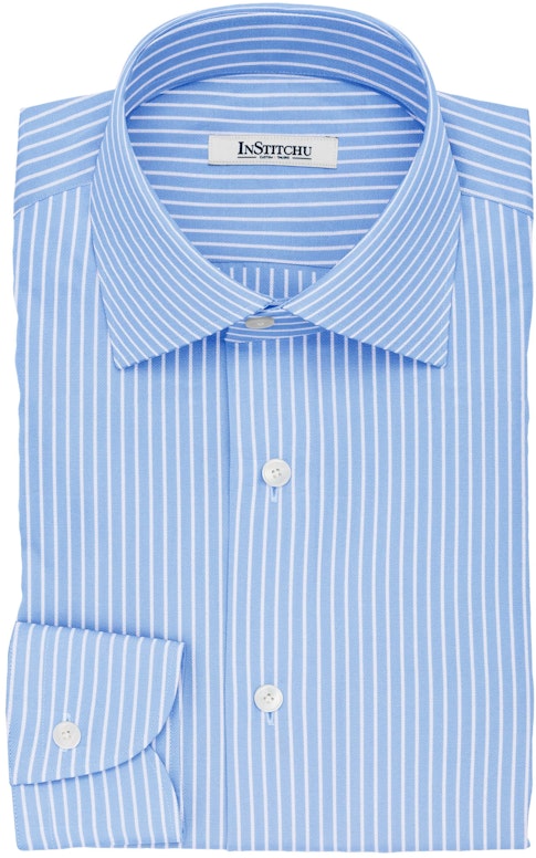 InStitchu Collection The Dahl Blue and White Striped Cotton Shirt