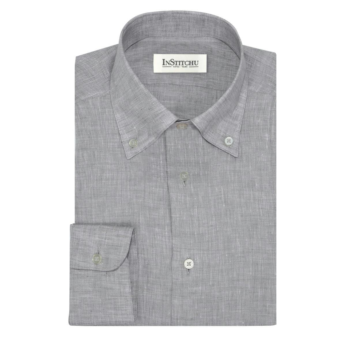 The Del Mar Grey Linen Shirt Men's Custom Shirt InStitchu
