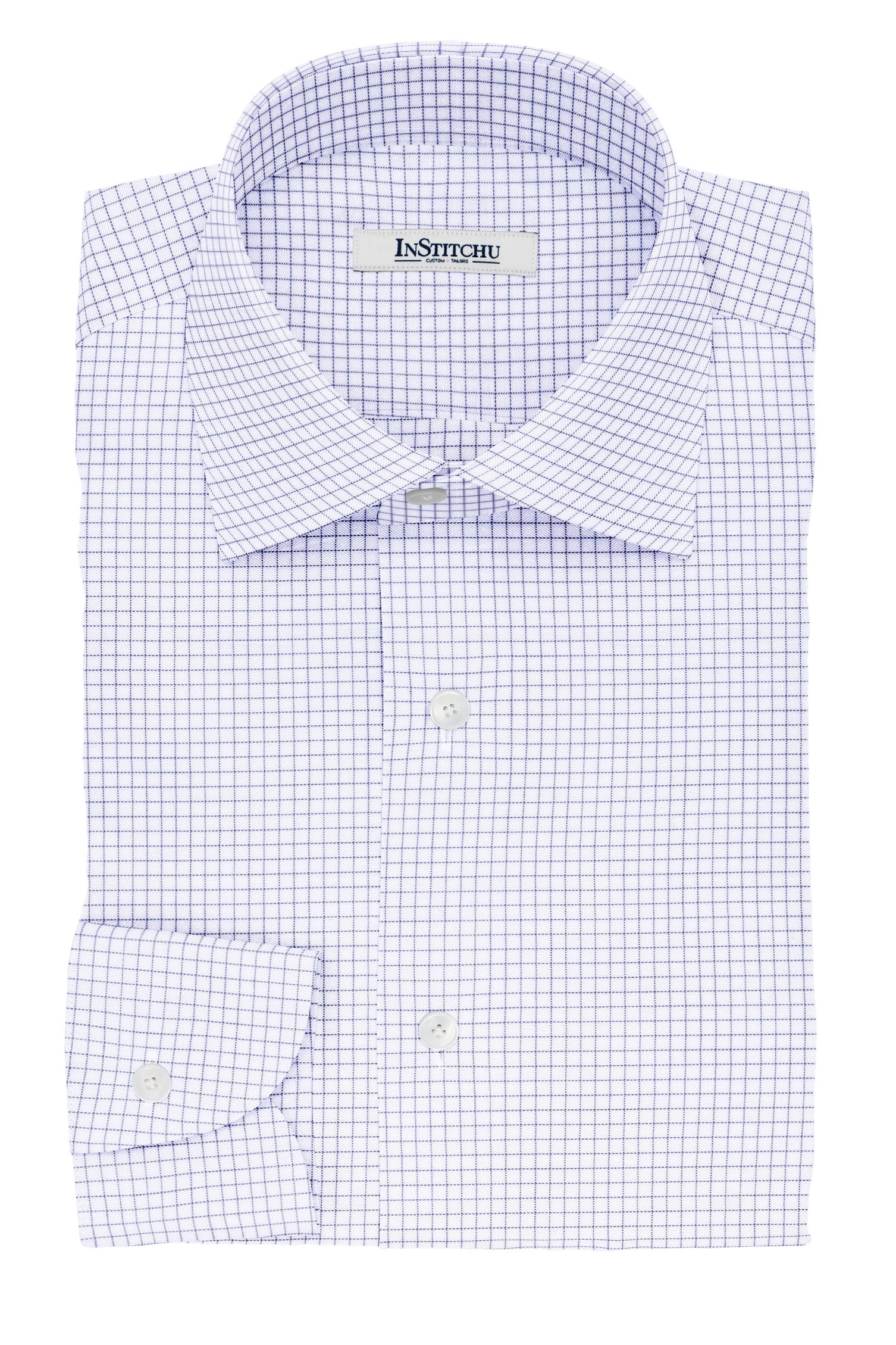 InStitchu Collection The Dickens Navy Pinstripe Check Cotton Shirt