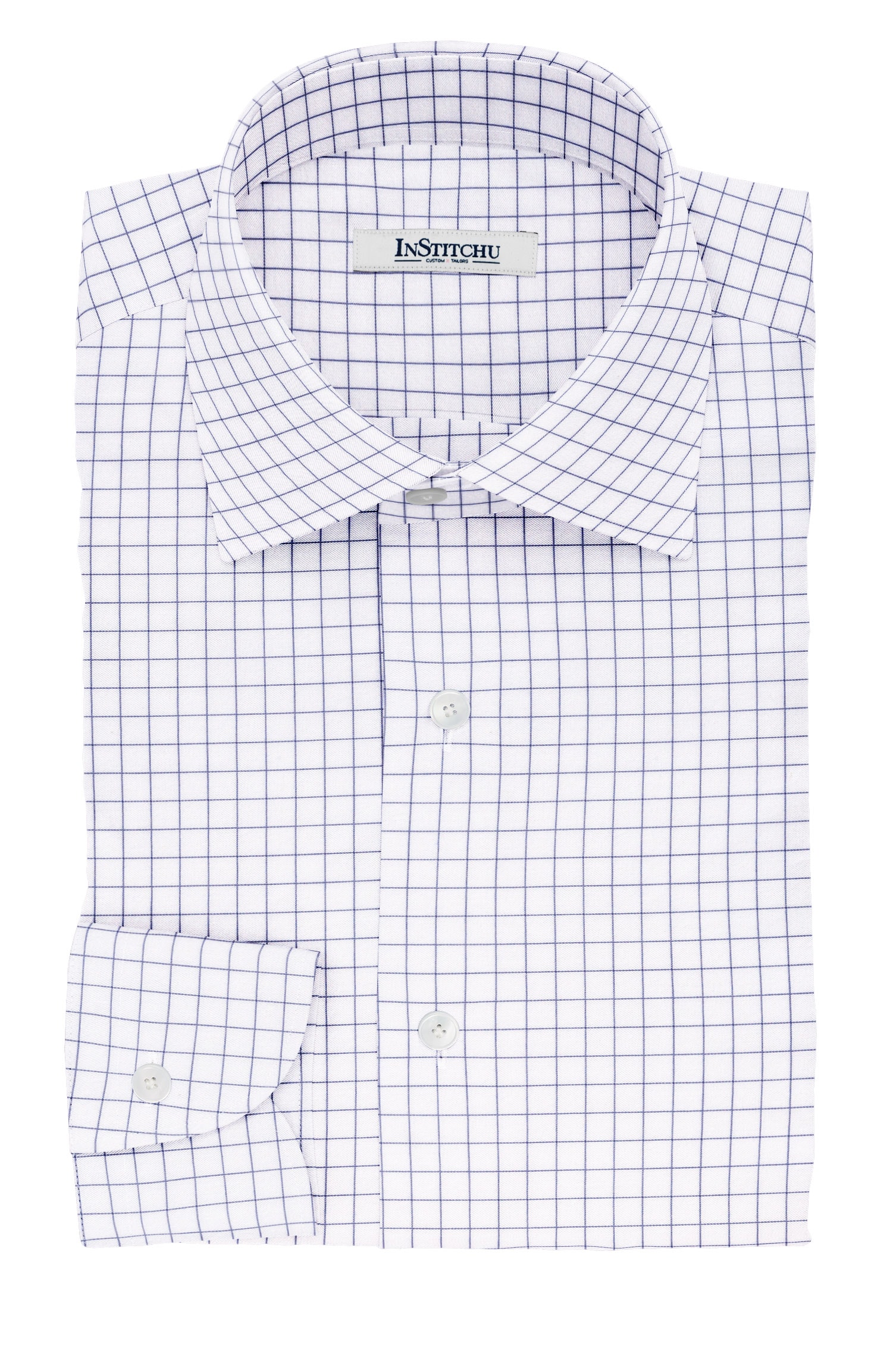 InStitchu Collection The Donne Navy Windowpane Cotton Shirt