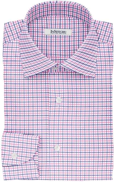 InStitchu Collection The Doyle Pink and Navy Tattersall Cotton Shirt