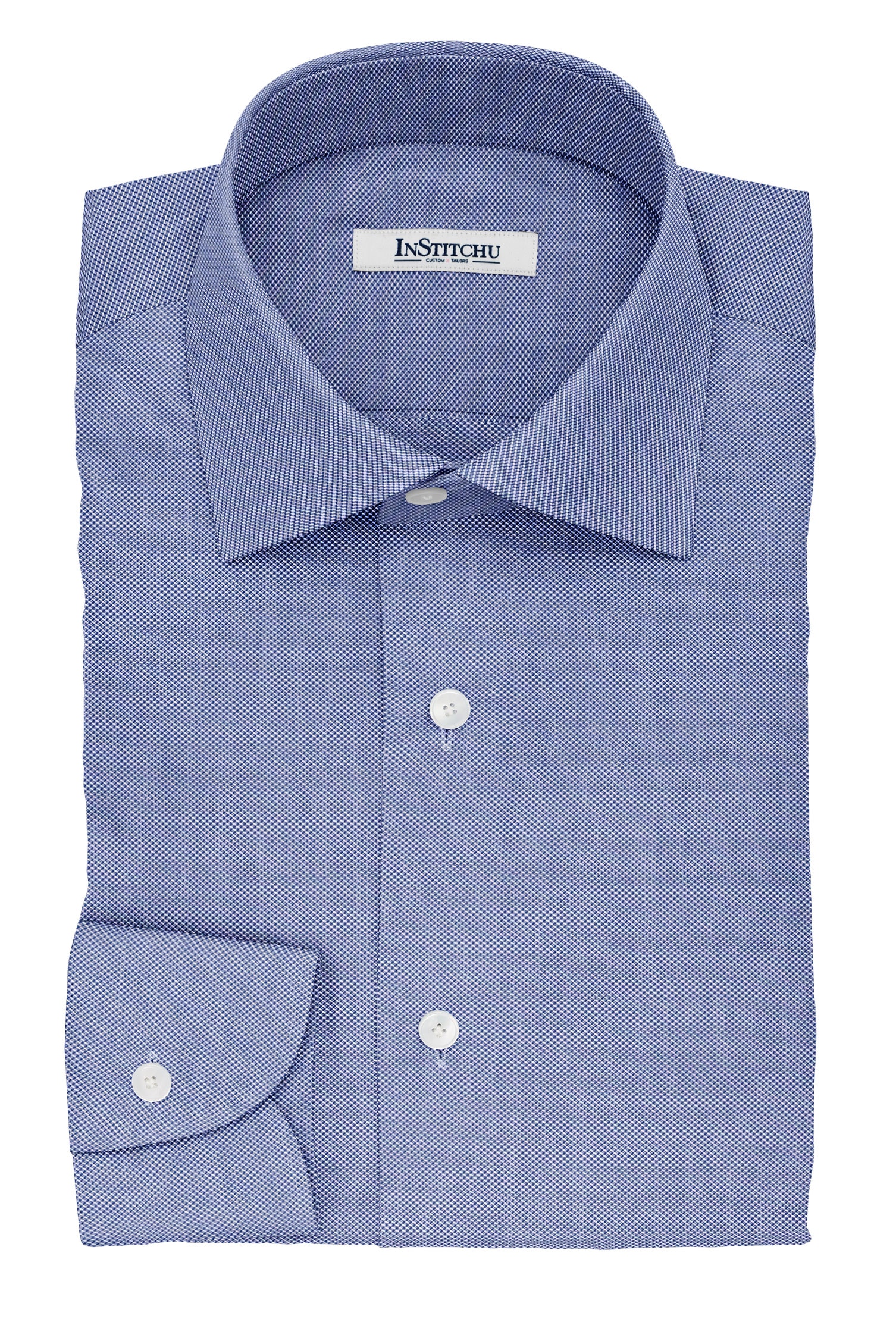 InStitchu Collection The Emerson Navy and White Dobby Cotton Shirt