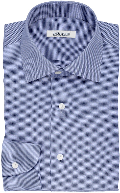 InStitchu Collection The Emerson Navy and White Dobby Cotton Shirt