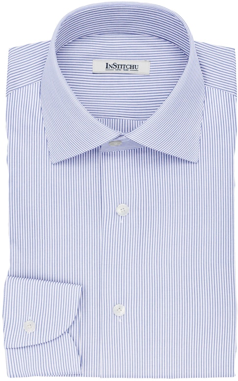 InStitchu Collection The Fleming Blue and White Striped Cotton Shirt
