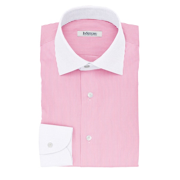 InStitchu Collection The Gekko Pink Stripe Cotton Banker Shirt