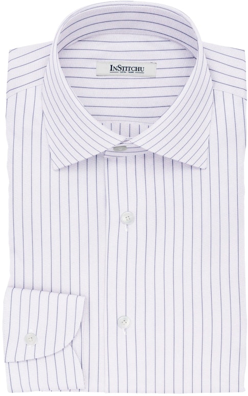 InStitchu Collection The Gilligan Navy and White Pinstripe Cotton Shirt