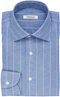 InStitchu Collection The Harper Blue and White Striped Linen Blend Shirt