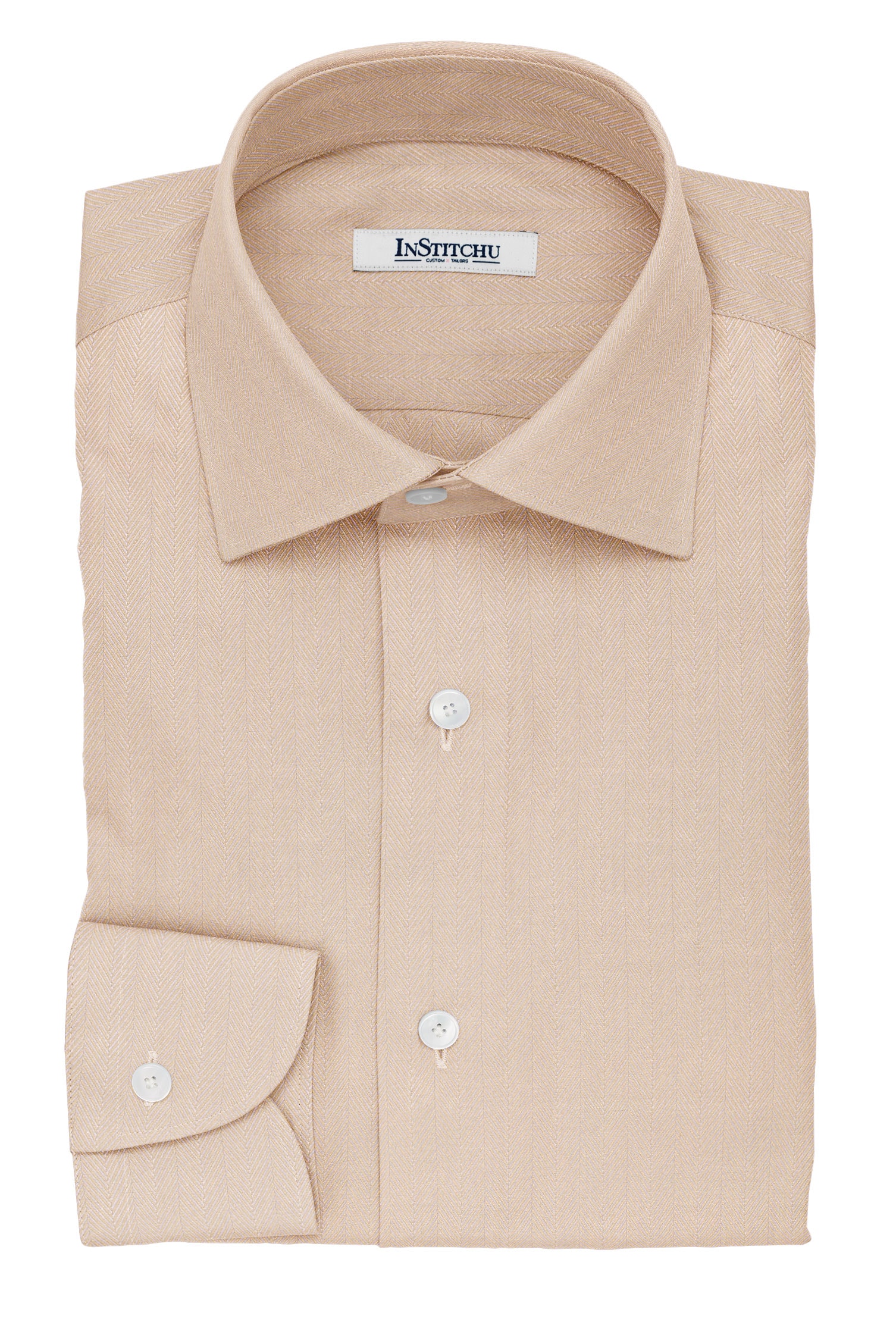 InStitchu Collection The Harrison Beige Herringbone Cotton Shirt