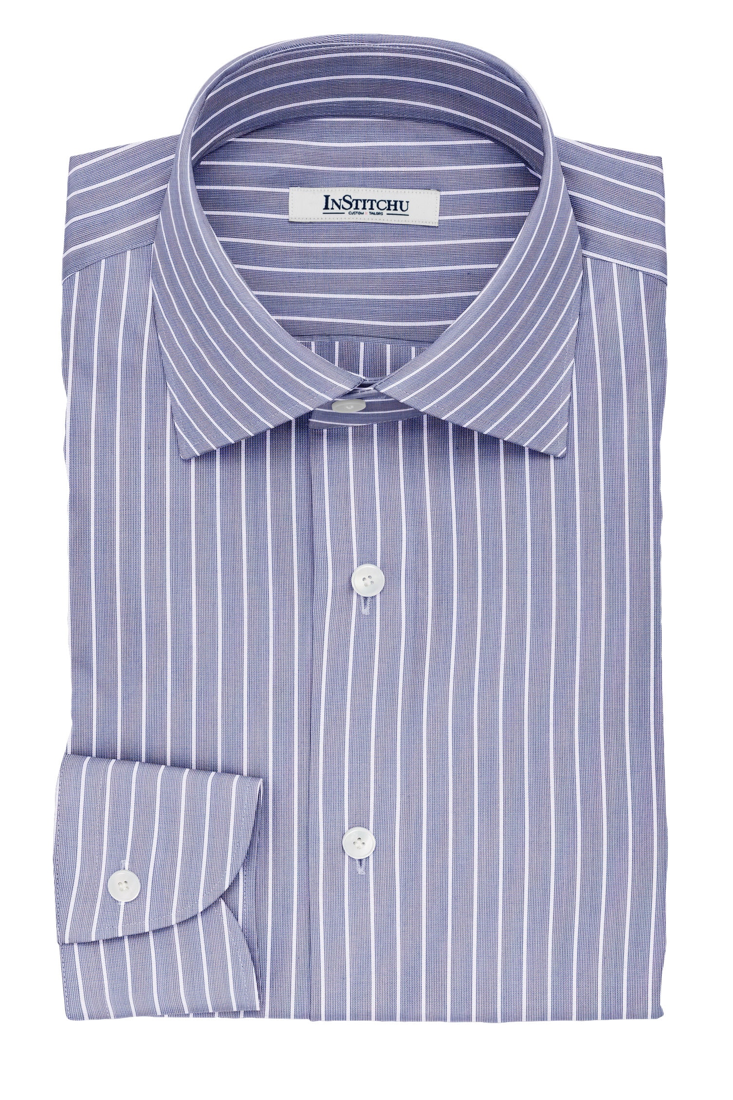 InStitchu Collection The Herzl Navy and White Striped Cotton Shirt