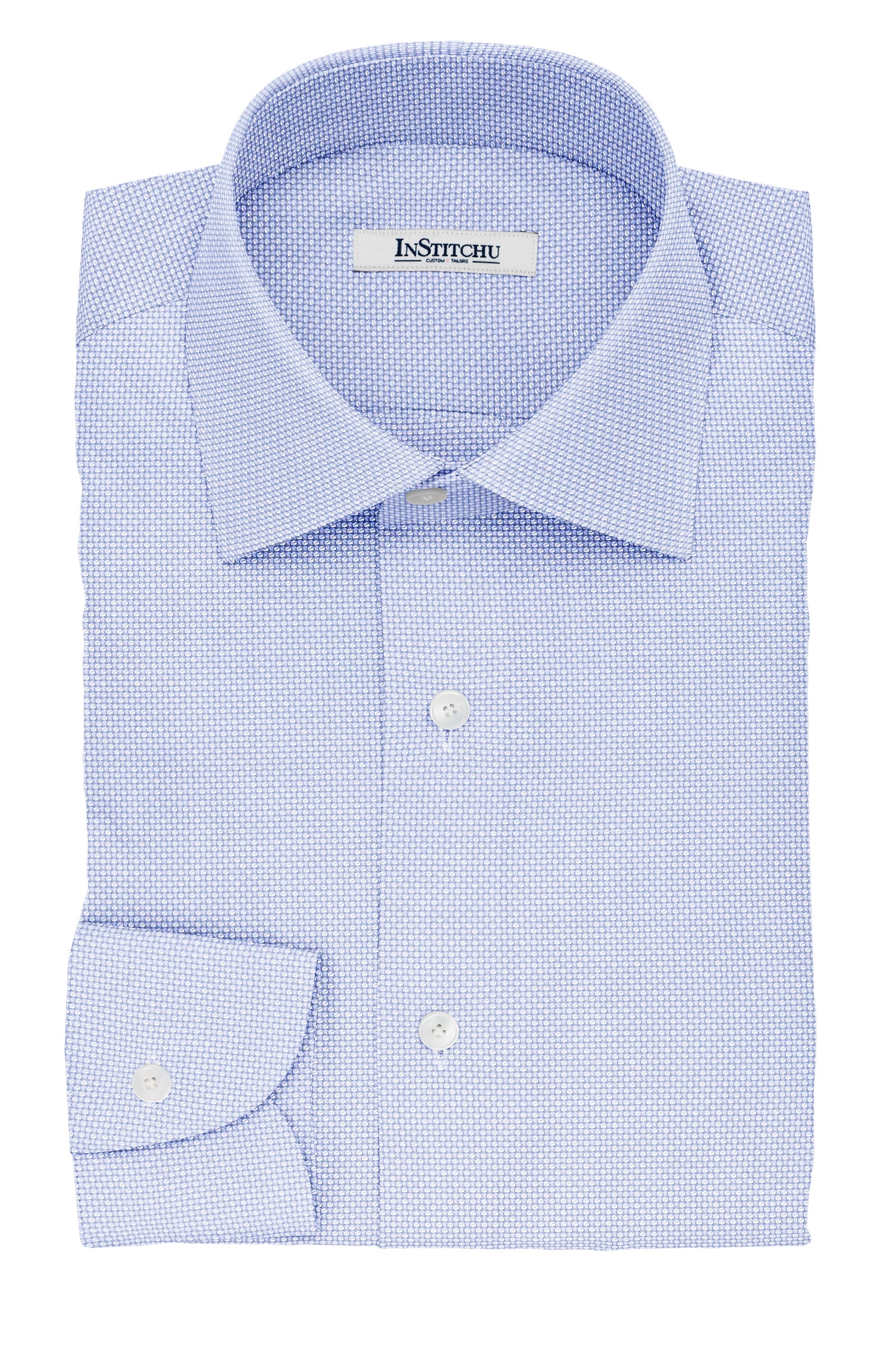InStitchu Collection The Hobbes Blue Dobby Non-Iron Cotton Shirt
