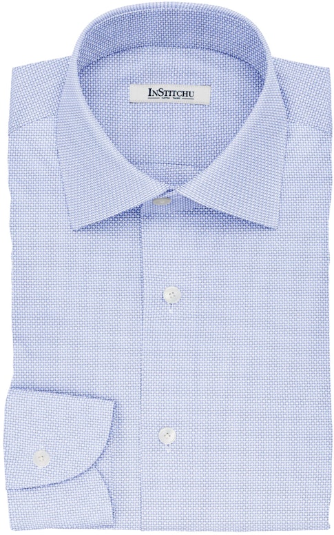 InStitchu Collection The Hobbes Blue Dobby Non-Iron Cotton Shirt