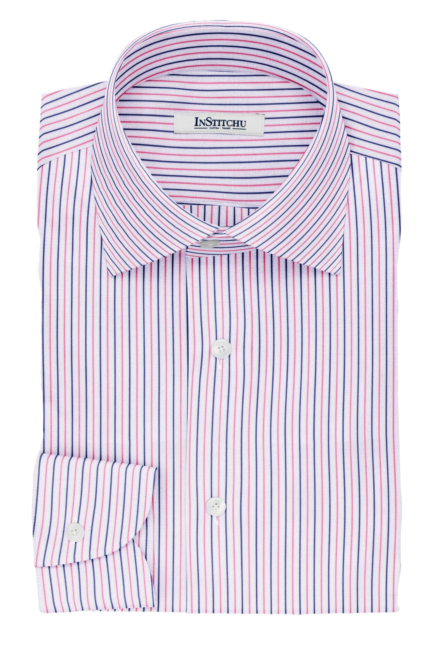 InStitchu Collection The Howard Pink and Navy Striped Cotton Shirt