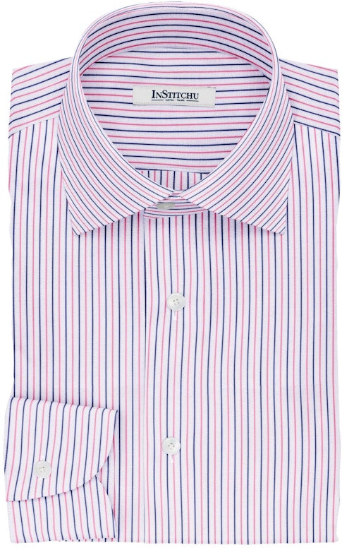 InStitchu Collection The Howard Pink and Navy Striped Cotton Shirt