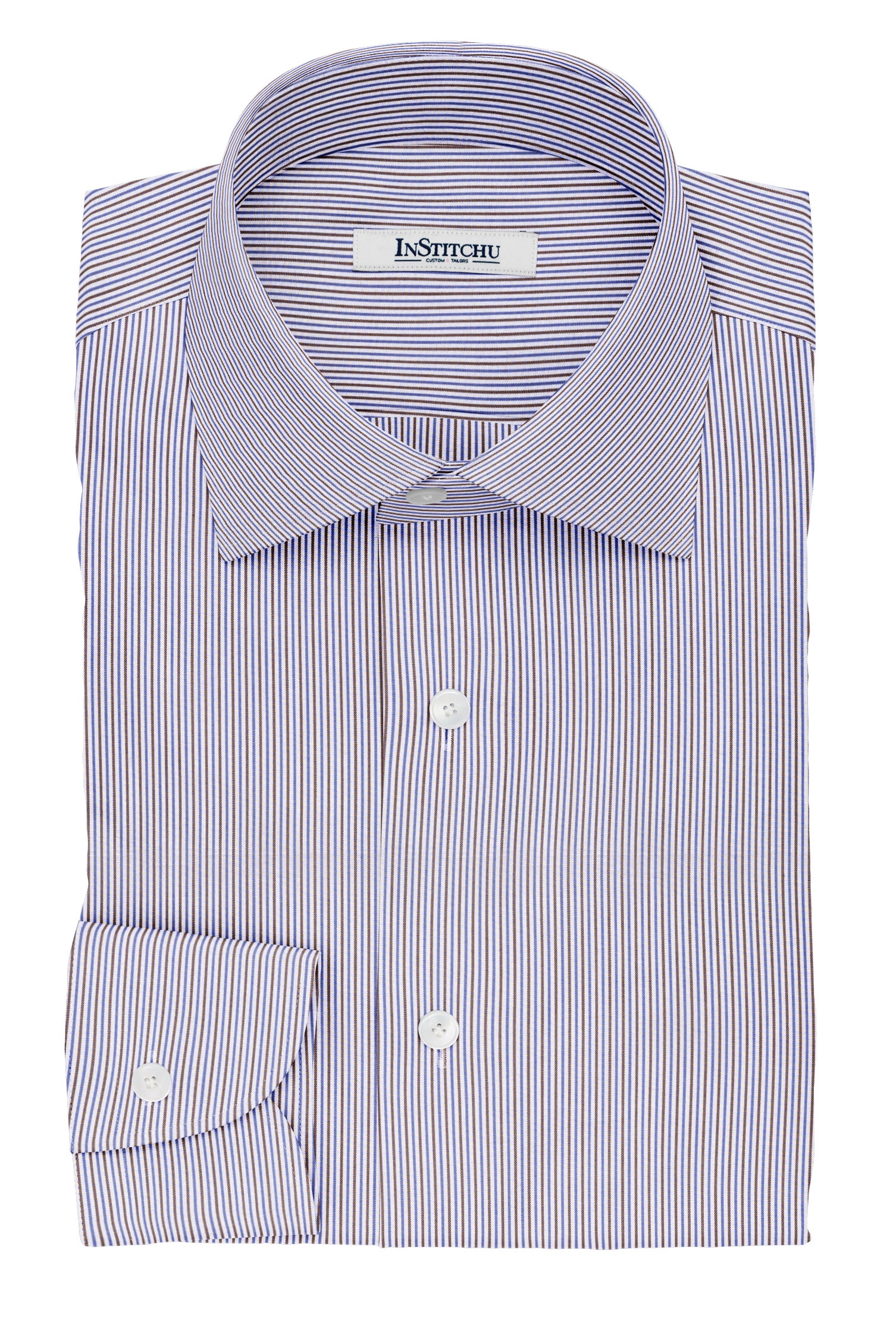 InStitchu Collection The Keats Blue and Brown Striped Cotton Shirt