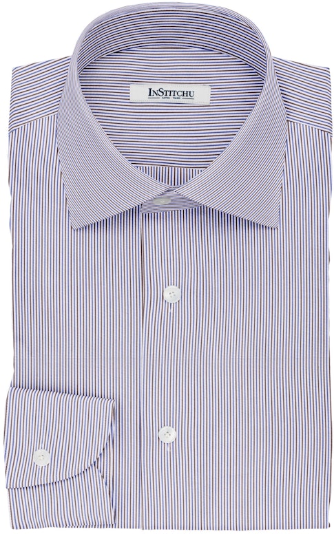 InStitchu Collection The Keats Blue and Brown Striped Cotton Shirt