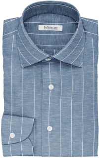InStitchu Collection The Lewis Blue and White Striped Linen Blend Shirt