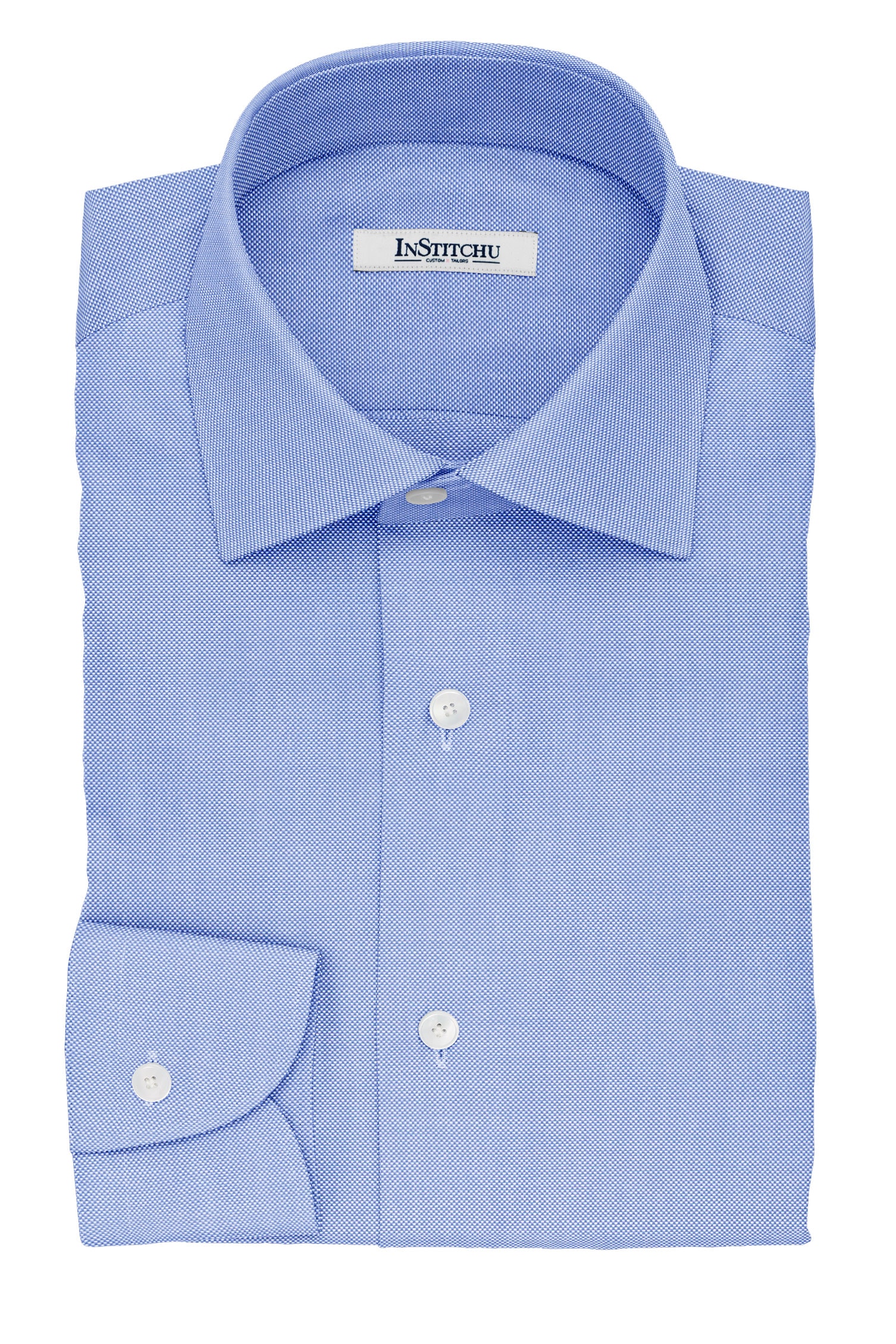 InStitchu Collection The Locke Blue Pincheck Non-Iron Cotton Shirt