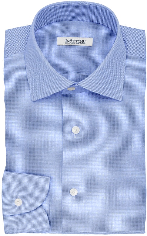 InStitchu Collection The Locke Blue Pincheck Non-Iron Cotton Shirt