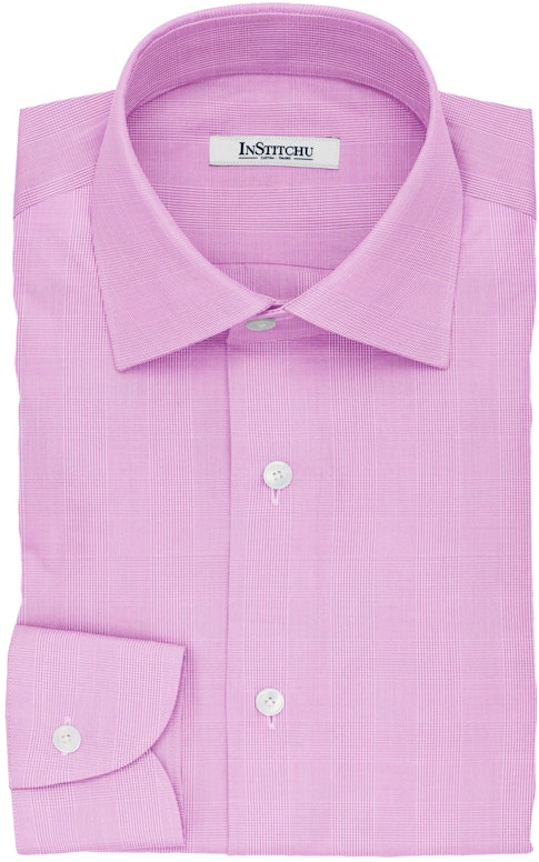 InStitchu Collection The London Pink Glen Plaid Cotton Shirt