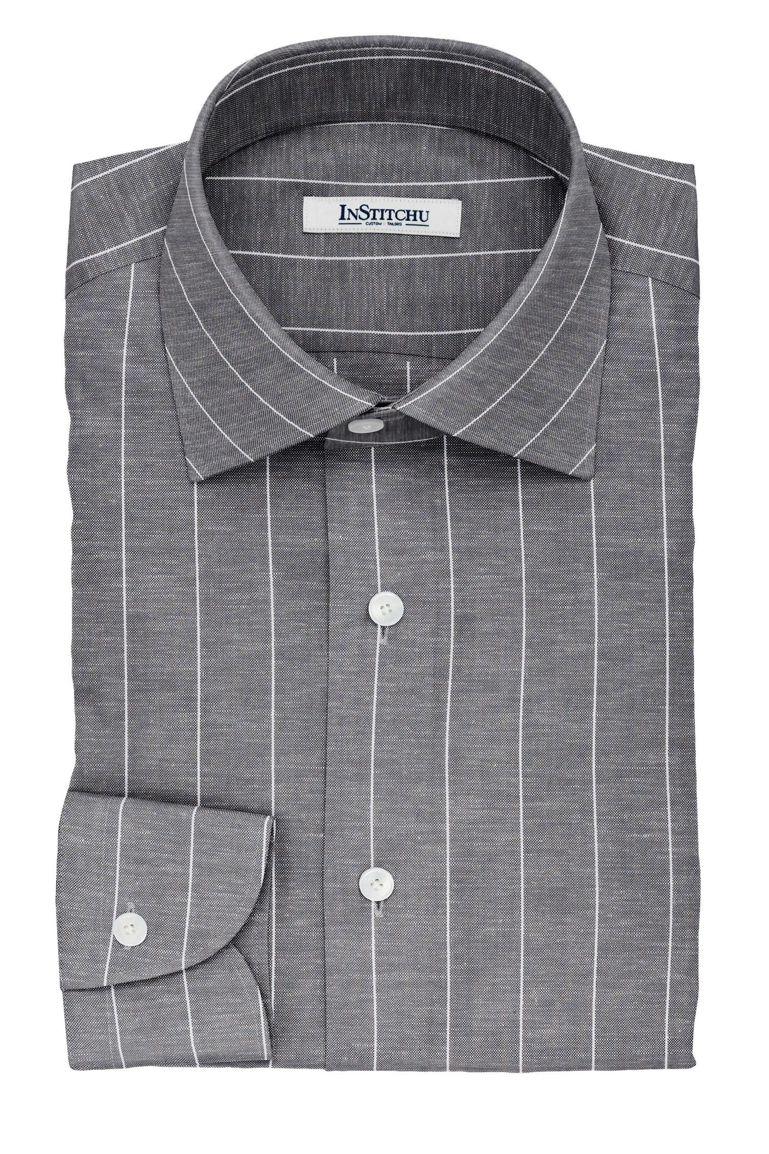 InStitchu Collection The Ludlum Black and White Striped Linen Blend Shirt