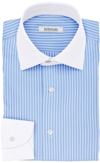 InStitchu Collection The Mannheim Blue Stripe Cotton Banker Shirt