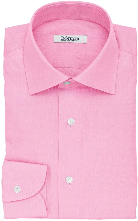 InStitchu Collection The McGonagall Pink Herringbone Cotton Shirt