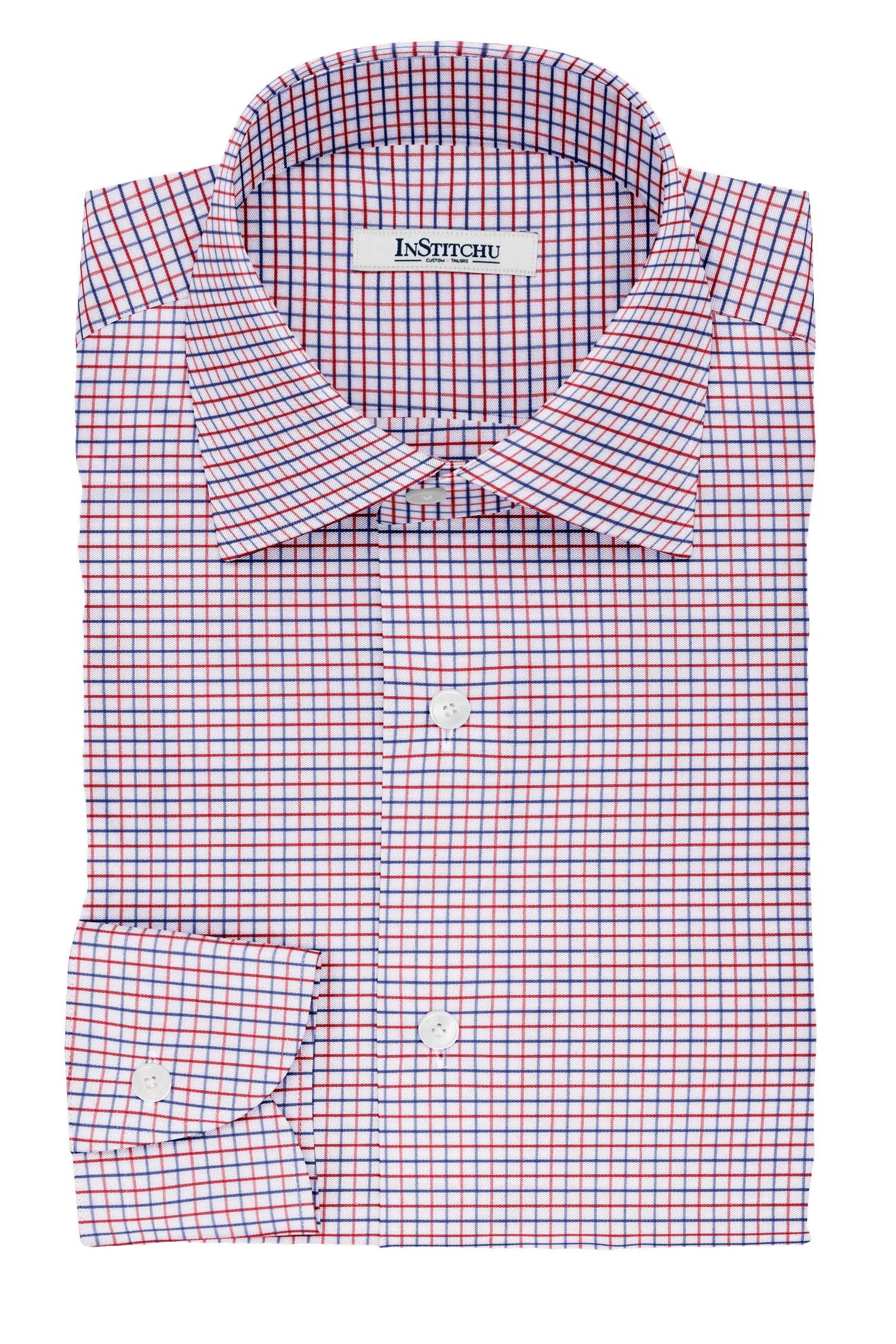 InStitchu Collection The Ovid Red and Navy Tattersall Cotton Shirt
