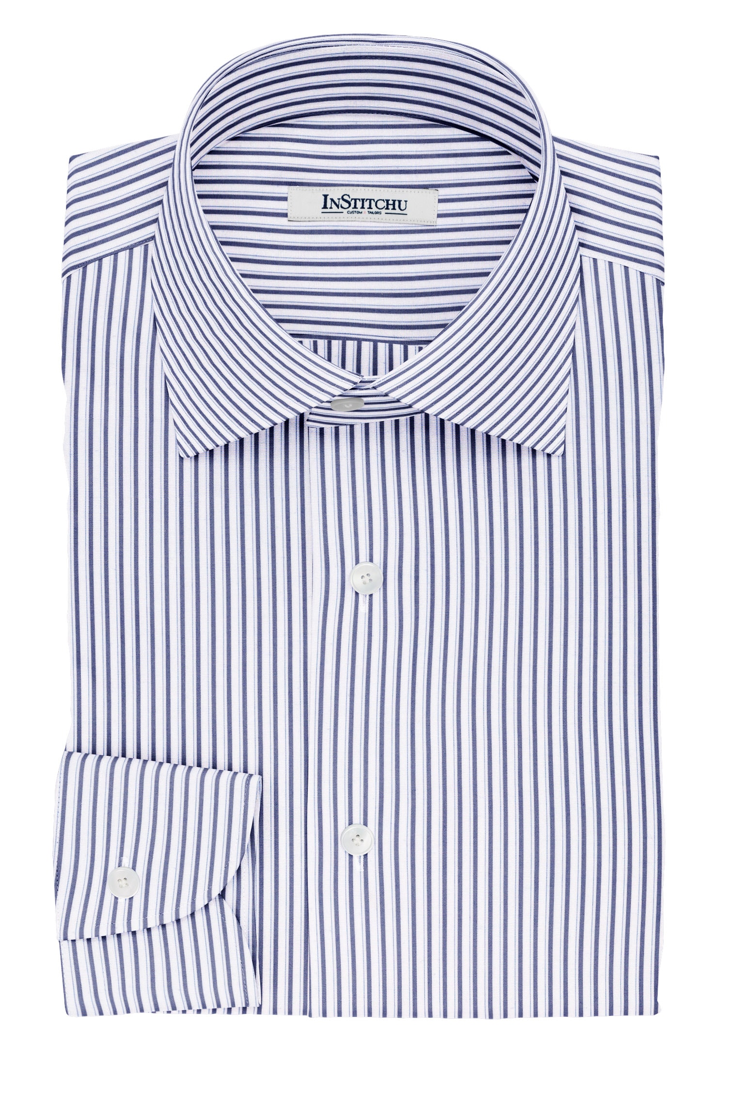 InStitchu Collection The Poe White and Blue Striped Cotton Shirt