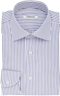 InStitchu Collection The Poe White and Blue Striped Cotton Shirt