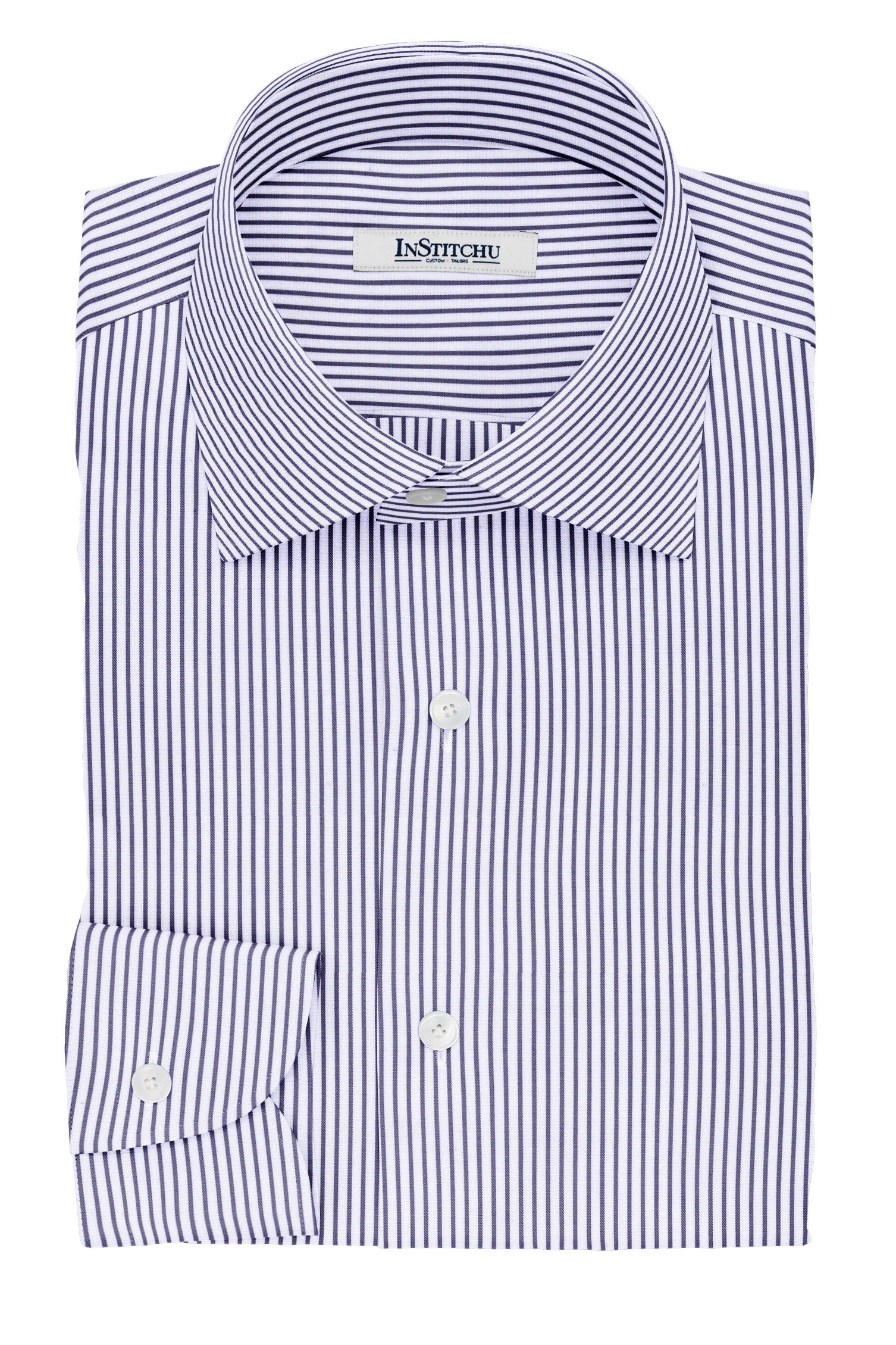 InStitchu Collection The Pope Navy and White Striped Cotton Shirt