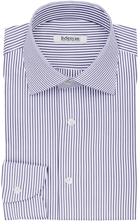 InStitchu Collection The Pope Navy and White Striped Cotton Shirt