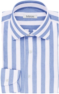 InStitchu Collection The Rimington White and Blue Striped Cotton Linen Shirt