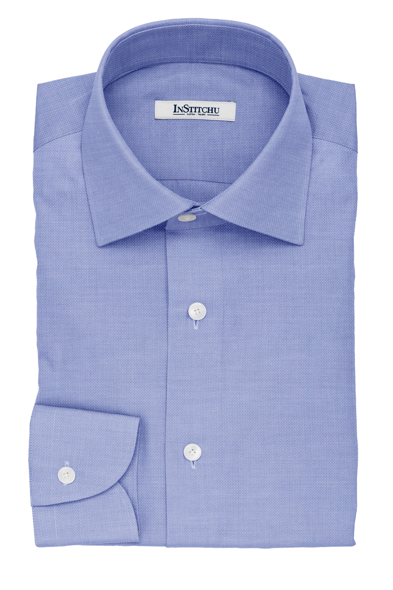 InStitchu Collection The Smith Blue and White Herringbone Cotton Shirt