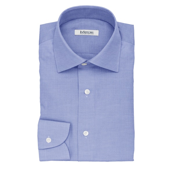InStitchu Collection The Smith Blue and White Herringbone Cotton Shirt