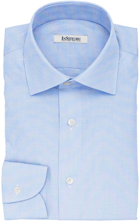 InStitchu Collection The Stevenson Blue Textured Cotton Shirt