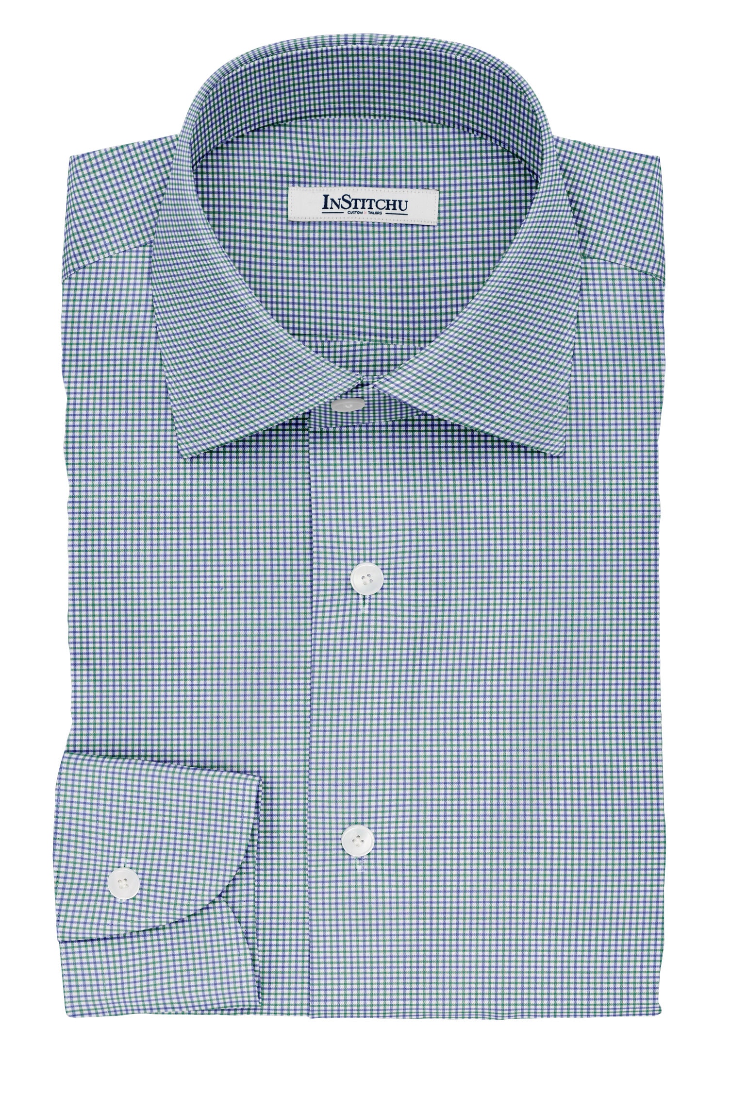 InStitchu Collection The Tennyson Blue and Green Plaid Cotton Shirt